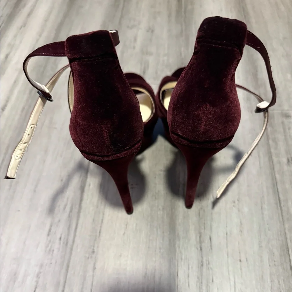 Jessica Simpson Wine Velvet Platform Sandals